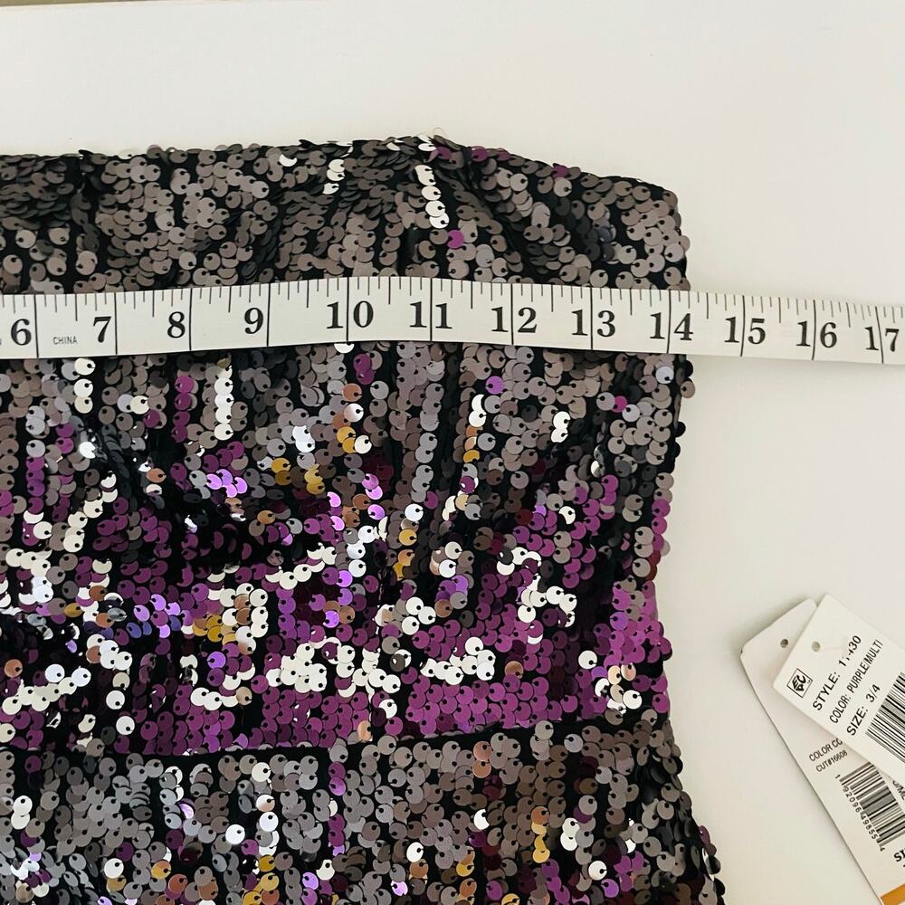 NWT Formal Purple Multi Full Sequin Strapless Party Dress - Picture 9 of 14